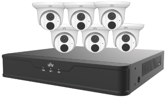 Uniview 8-channel kit with six cameras, recorder and 2TB hard drive